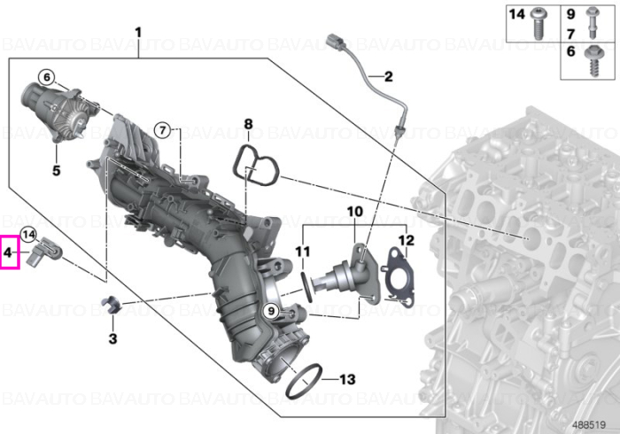 Senzor presiune supraalimentare - BMW Seria 1 F40, Seria 2 F44 F45 F46, Seria 5 G30 G31, X1 F48, X2 F39, X3 G01, X4 G02 - Mini Cabrio F57, Clubman F54, Countryman F60, F55, F56