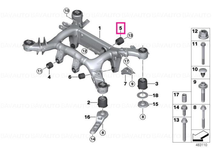 33316892574 - RUBBER MOUNTING rear  - Original BMW