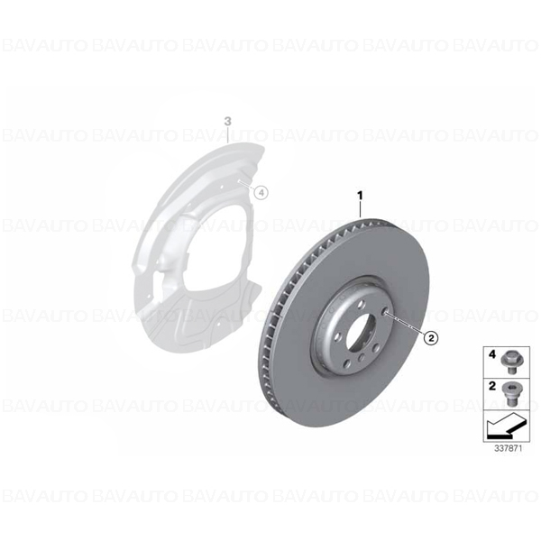 34106898725 - Disc frana ventilat, punte fata, stanga, Ø385mm - BMW X5 E70 F15, X6 E71 E72 F16 - Original BMW