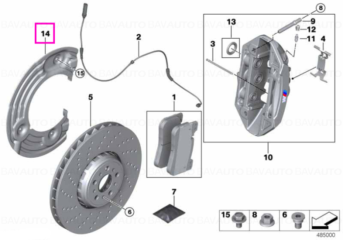 34108093711 - Protectie disc frana, punte fata, stanga - BMW Seria 2 G87M2, Seria 3 G80M3 G81M3, Seria 4 G82M4 G83M4 - Original BMW