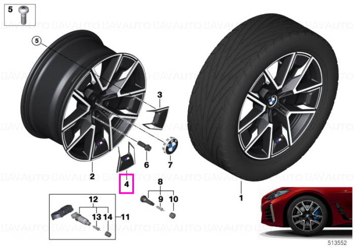  Insertie 2 janta aliaj usor BMW Aerodynamic Wheel 858M - BMW Seria 4 G26, i4 G26	