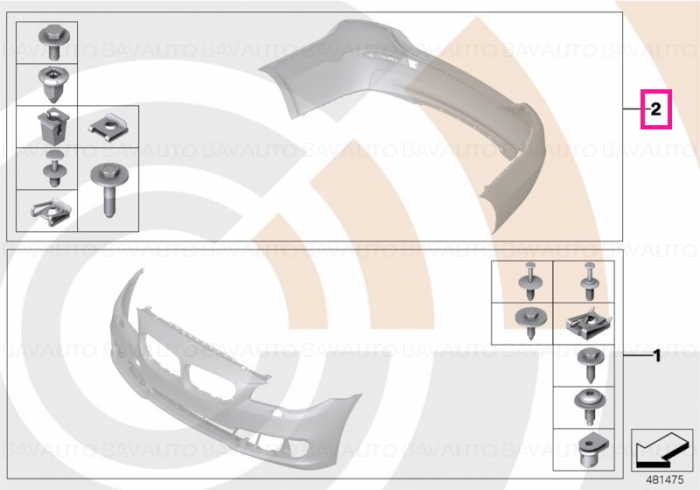 51122452063 - Set, mounting parts, bumper, rear VALUE LINE - Original BMW