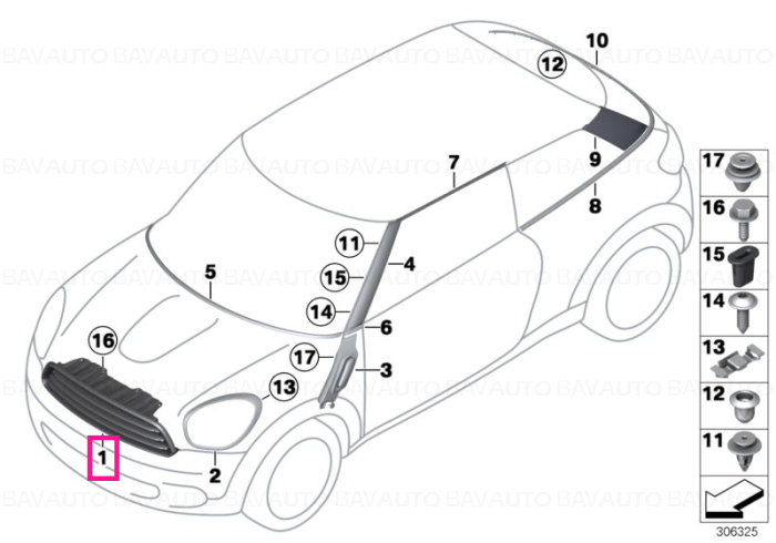 51139810504 - Grill front CHROM           - Original BMW