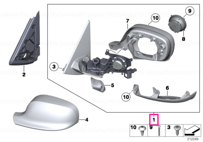 51162993775 - Heated outside mirror, memory bus, left  - Original BMW