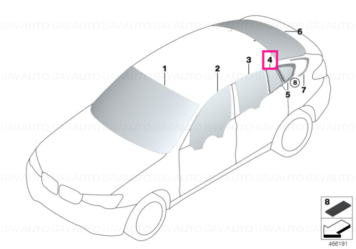 51357335509 - Side window fixed, green rear left  - Original BMW