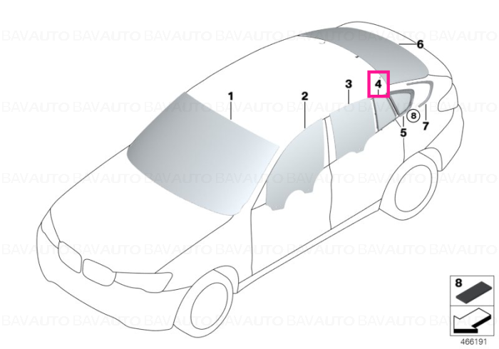 51357335510 - Side window fixed, green rear right  - Original BMW