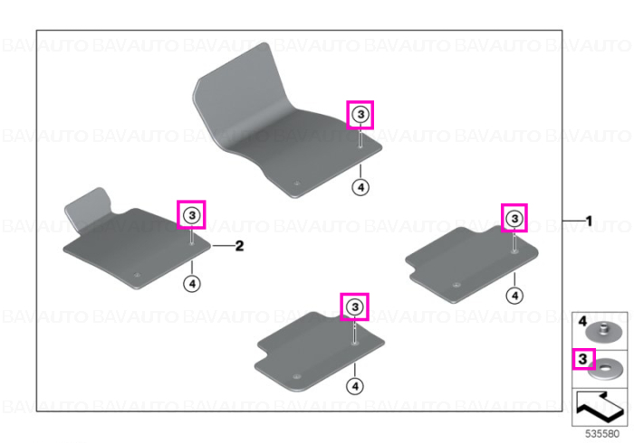 Element superior fixare/prindere covoras - BMW Seria 5 G60 G61 G68 G90 G99 M5, X3 G45