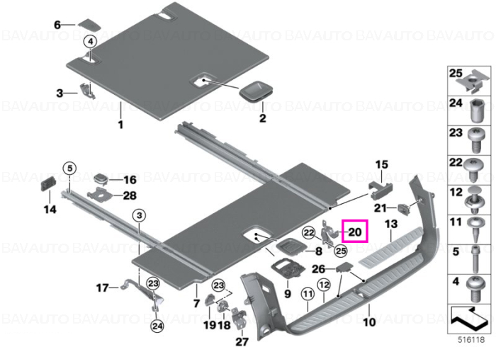 51477403768 - Mecanism blocare, stanga - BMW Seria 5 G31 - Original BMW