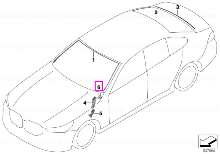 Ornament scurgere apa parbriz, stanga - BMW Seria 5 G60 G61 G68 G90 G99 M5