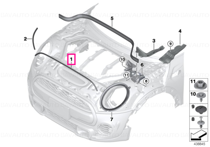 51767388091 - Front engine hood sealing  - Original BMW