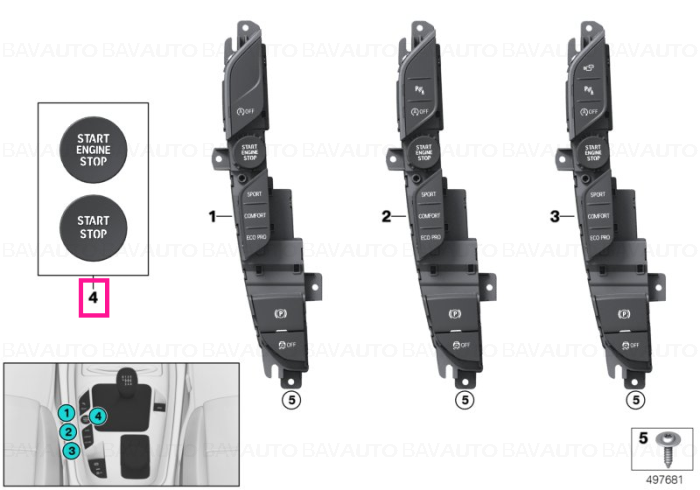 61319475062 - Repair kit trims start/stop button  - Original BMW