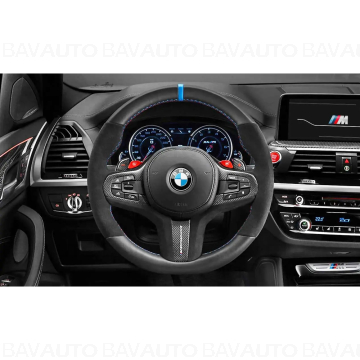 Capac spite volan Alcantara/Carbon "BMW M Performance" - BMW Seria 5 G30 G31 G38 F90 M5, Seria 8 G14 G15 G16 F91 F92 F93 M8, X3 G01 F97 M, X4 G02 F98 M, X5 G05 G18 F95 M, X6 G06 F96 M, X7 G07