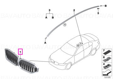 Grila frontala ornamentala, bara fata (MSP) - BMW Seria 3 G20LCI, G21LCI, G28LCI