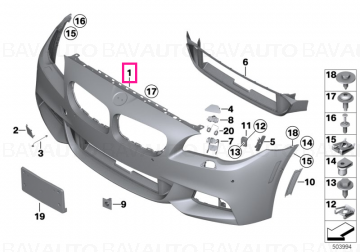 51118058992 - Panel, bumper, primed, front M SIDE VIEW     - Original BMW