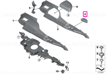 51477325806 - Trim, mâner, dreapta (negru)  - BMW Seria 3 F34 GT - Original BMW