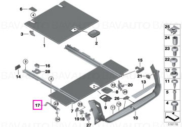 Suport sina ancorare, dreapta, portbagaj - BMW Seria 5 G31