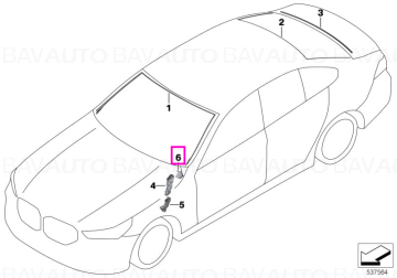 Ornament scurgere apa parbriz, stanga - BMW Seria 5 G60 G61 G68 G90 G99 M5