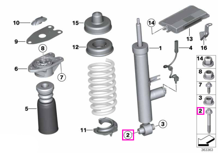 Surub cu guler, M12x1.5x90-10.9, punte spate - BMW Seria 1 F20 F21, Seria 2 F22 F23 G42, Seria 3 F30 F31 F34 F35 G20 G21 G28, Seria 4 F32 F33 F36 G22 G23 G26, Z4 G29