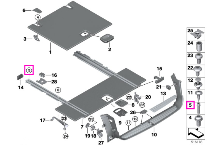 Surub fixare capac sina, M10GFx50 - BMW Seria 5 G31