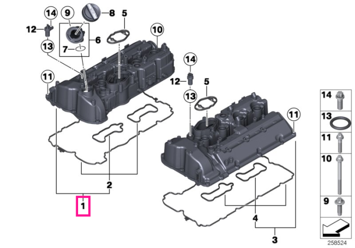 Capac chiulasa cilindrii 1-4 - BMW Seria 5 F10, Seria 6 F06 F12 F13, X5 F85 M, X6 F86 M