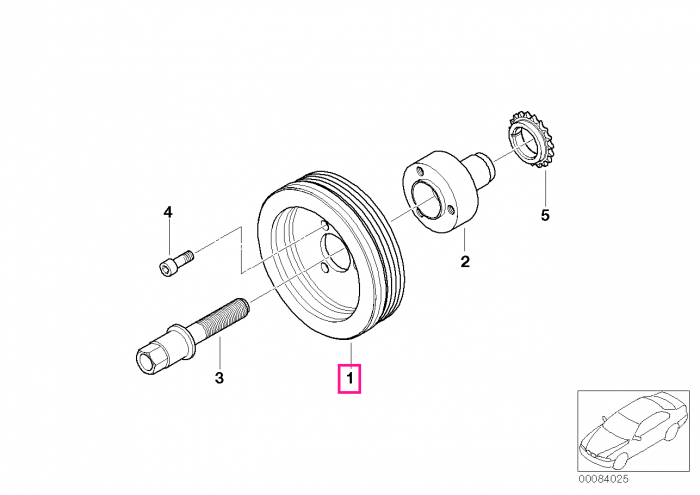 Fulie vibrochen (arbore cotit) - BMW Seria 1 E81 E82 E87 E88, Seria 3 E90 E91 E92 E93, Seria 5 E60 E61