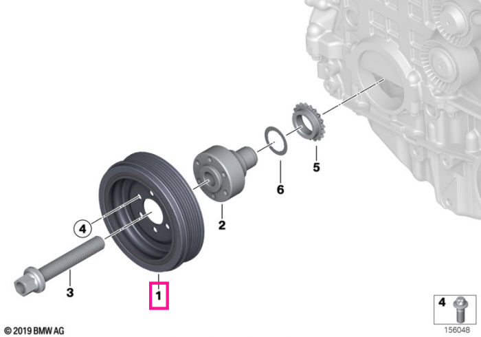 Fulie vibrochen (arbore cotit) - BMW Seria 1 E82 E88, Seria 3 E90 E91 E92 E93, Seria 5 E60 E61, Z4 E89