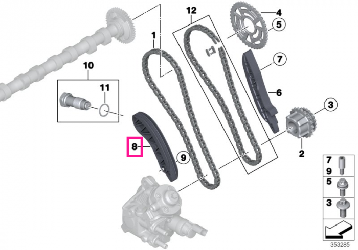 Intinzator lant distributie - BMW Seria 1, Seria 2, Seria 3, Seria 4, Seria 5, Seria 6, Seria 7, X1, X2, X3, X4, X5 - Mini Cabrio F57, Clubman F54, Countryman F60 U25, F55, F56