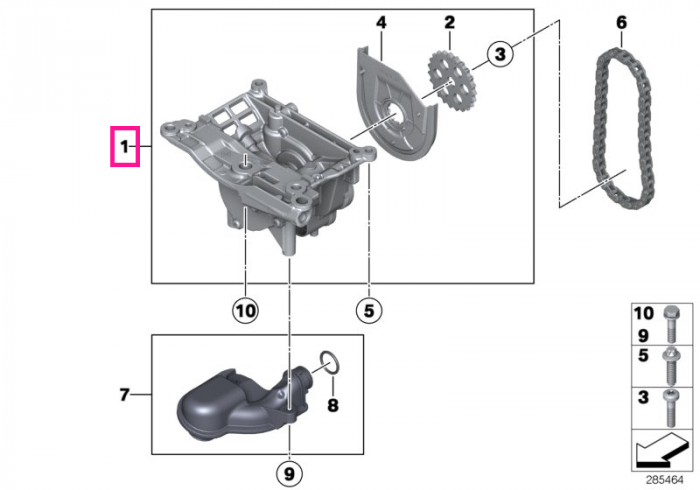 Pompa vacuum ulei motor - BMW Seria 3 F30 F31 F34, Seria 4 F32 F33 F36, Seria 5 F07 F10 F11, Seria 6 F06 F12 F13, Seria 7 F01 F02, X3 F25, X4 F26, X5 F15, X6 F16