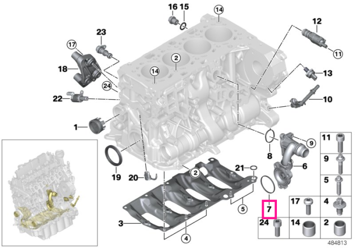 Garnitura carcasa termostat - BMW Seria 1 F40, Seria 2 F44 F45 F46 G42, Seria 3 G20 G21 G28, Seria 4 G22 G23 G26, Seria 5 G30 G31, Seria 6 G32, X1 F48, X2 F39, X3 G01, X4 G02, X5 G05 - Mini Cabrio F57, Clubman F54, Countryman F60, F55, F56