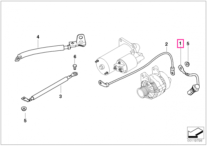 Cablu unitate control bujii incandescente - BMW Seria 3 E46 E90 E91 E92, Seria 5 E60 E61, Seria 6 E63 E64, Seria 7 E65 E66, X3 E83, X5 E53