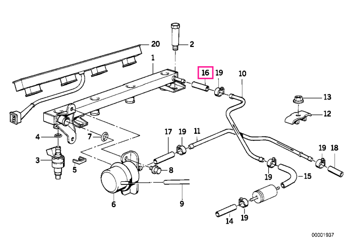 Kit furtun combustibil cu clema, 70mm/FPM - BMW Seria 3 E30 E36, Seria 5 E34, Seria 7 E32 E38, Seria 8 E31, Z3 E36    