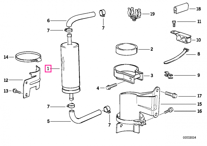 Filtru benzina, D=55mm, L=260mm - BMW Seria 3 E36 E46, Seria 5 E34 E39, Seria 8 E31, Z3 E36