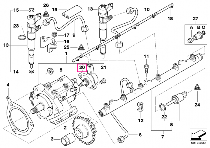 Supapa control presiune sistem Common-Rail - BMW Seria 3 E46, Seria 5 E39, Seria 7 E38, X5 E53