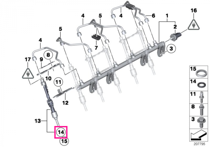 Garnitura inferioara etansare injector - BMW Seria 1, Seria 2, Seria 3, Seria 4, Seria 5, Seria 6, Seria 7, i8, X1, X2, X3, X4, X5, X6, Z4 - Mini Cabrio F57, Clubman F54, Countryman F60, F55, F56