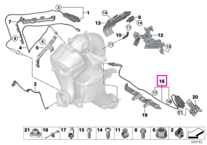 Senzor NOx (900mm) - BMW Seria 3 G20 G21, Seria 4 G22 G23 G26, Seria 5 G30 G31, Seria 6 G32, Seria 7 G11 G12 G79, Seria 8 G14 G15 G16, X3 G01, X4 G02