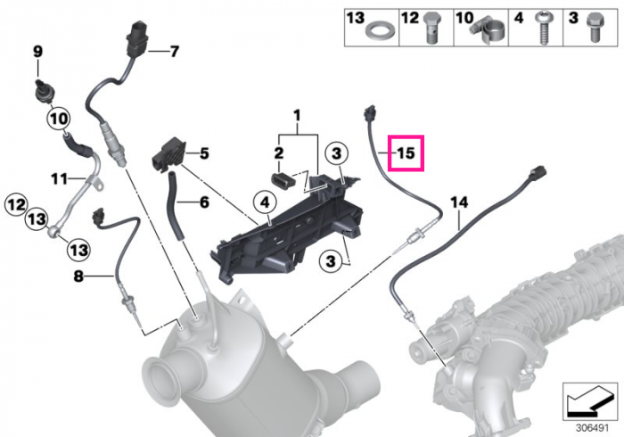 Senzor temperatura gaze evacuare, L=295mm - BMW Seria 2 G42, Seria 3 F30 F31 G20 G21 G28, Seria 4 G22 G23 G26, Seria 5 G30 G31, Seria 6 G32, Seria 7 G11 G12, Seria 8 G14 G15 G16, X3 F25 G01, X4 G02, X5 G05