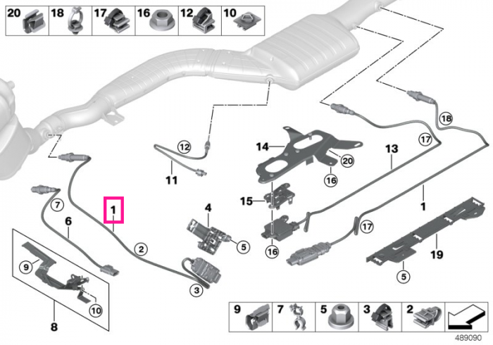 Senzor NOx, L=1100mm - BMW Seria 2 G42, Seria 3 G20 G21 G28, Seria 4 G22 G23 G26, Seria 5 G30 G31, Seria 6 G32, X3 G01, X4 G02, X5 G05