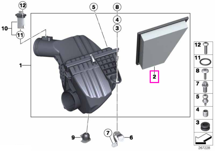 Filtru aer motor -  BMW Seria 5 F07 F10 F11 F18, X1 E84, Z4 E89