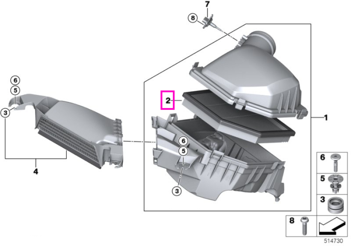 Filtru aer motor - BMW Seria 1 F70, Seria 2 U06, X1 U11, X2 U10 - Mini Countryman U25, F65, F66