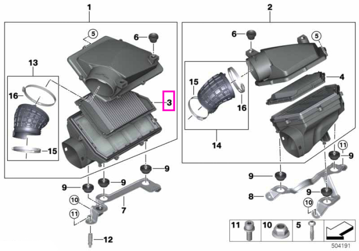 Filtru aer motor, cilindrii 1-4 - BMW X5 G05, X6 G06, X7 G07