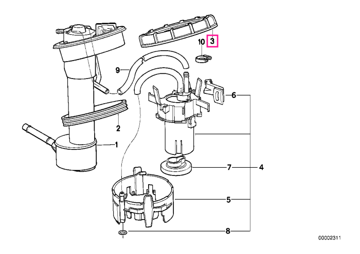 Colier/Inel blocare pompa combustibil - BMW Seria 3 E36, Seria 5 E34, Seria 8 E31, Z1 E30, Z3 E36 - BMW Motorrad K14 (F 650 CS), R13 (F 650 GS, GS Dakar), R13 (G 650 GS), R13 (G 650 GS Sertao)