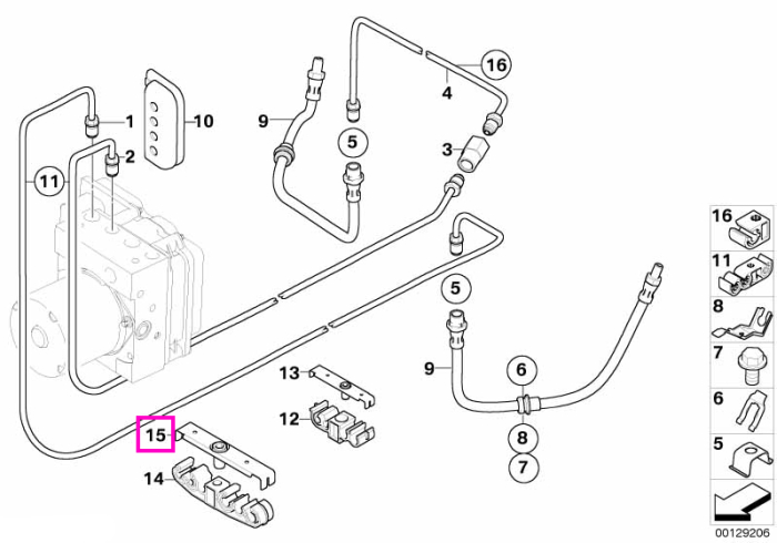 Suport conducte frana / combustibil - BMW Seria 3 E46, X3 E83, Z4 E85, Z8 E52