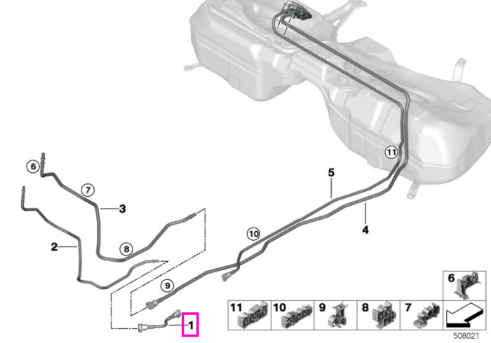 Filtru tubulatura alimentare combustibil - BMW Seria 2 G42, Seria 3 G20 G21 G28, Seria 4 G22 G23 G26