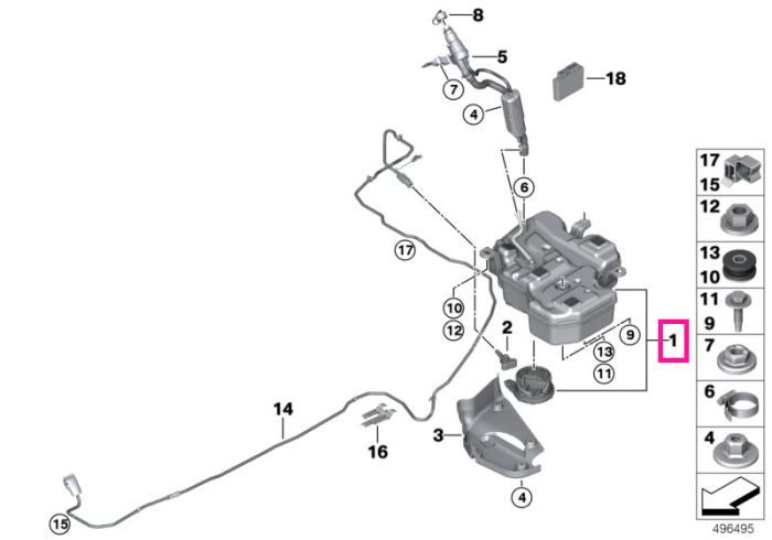 Sistem activ container/rezervor AdBlue - BMW Seria 1 F40, Seria 2 F44 F45 F46, X1 F48, X2 F39 - Mini Clubman F54, Countryman F60