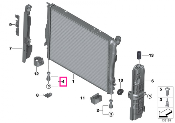 Buson golire radiator sistem racire - BMW Seria 1 E81 E82 E87 E88, Seria 3 E90 E91 E92 E93, X1 E84, Z4 E89