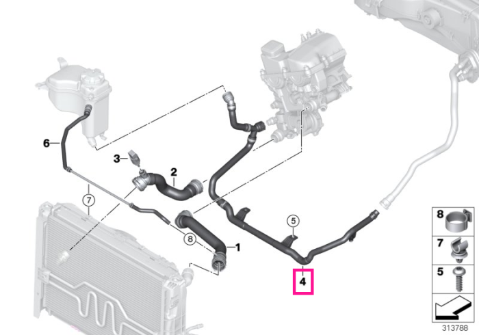 Tubulatura sistem racire motor - BMW Seria 1 E81 E87