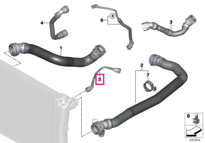 Conducta, de la vas expansiune la radiator - BMW Seria 2 G42, Seria 3 G20 G21 G28, Seria 4 G22 G23 G26