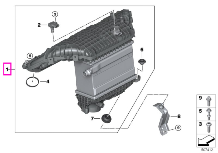 Galerie/Sistem admisie cu racitor aer admisie - BMW Seria 2 G87 M2, Seria 3 G80 G81 M3, Seria 4 G82 G83 M4