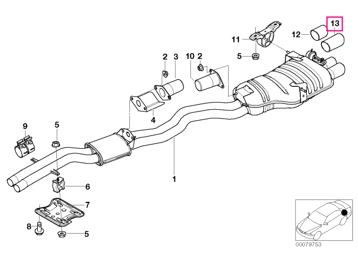 Ornament final evacuare, Crom - BMW Seria 3 E46