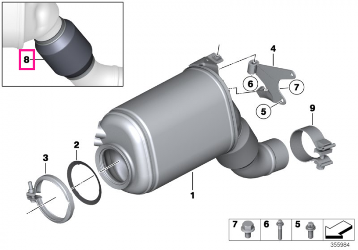 Element decuplare / Racord flexibil filtru particule - BMW X3 F25, X4 F26, X5 E70 F15, X6 E71 F16